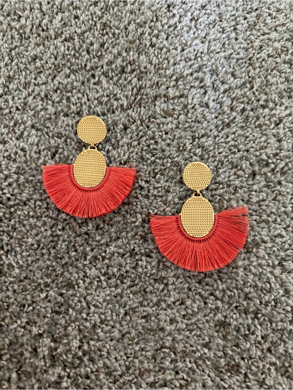 Gold and Coral Fringe Fan Drop Earrings - India Hicks